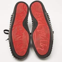 مملوكة مسبقًا Christian Louboutin Black Patent Leather Louis Spikes High Top Sneakers Size 43.5