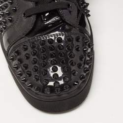 مملوكة مسبقًا Christian Louboutin Black Patent Leather Louis Spikes High Top Sneakers Size 43.5