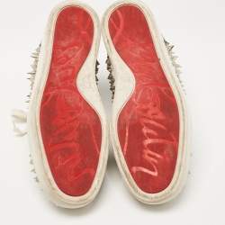Christian Louboutin Grey/White Python and Leather Louis Spikes Sneakers Size 43