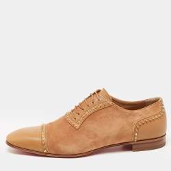 Christian Louboutin Suede and Leather Spike Trim Lace Up Oxfords Size 42.5