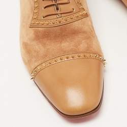 Christian Louboutin Suede and Leather Spike Trim Lace Up Oxfords Size 42.5