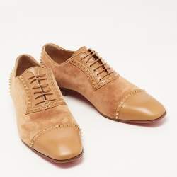 Christian Louboutin Suede and Leather Spike Trim Lace Up Oxfords Size 42.5