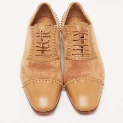 Christian Louboutin Suede and Leather Spike Trim Lace Up Oxfords Size 42.5