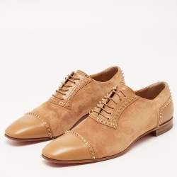 Christian Louboutin Suede and Leather Spike Trim Lace Up Oxfords Size 42.5