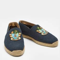 Christian Louboutin Navy Blue Canvas Cario Loubi Espadrilles Size 45