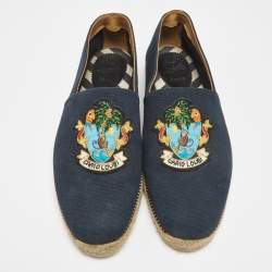 Christian Louboutin Navy Blue Canvas Cario Loubi Espadrilles Size 45