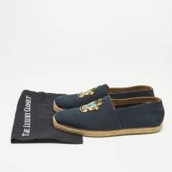 Christian Louboutin Navy Blue Canvas Cario Loubi Espadrilles Size 45
