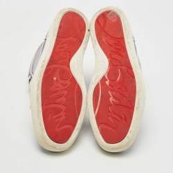 Pre Owned Christian Louboutin Blue Patent Leather Rantus Orlato High Top Sneakers Size 44