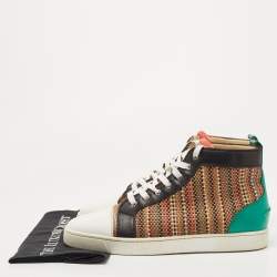 Christian Louboutin Multicolor Woven Leather Louis Orlato High Top Sneakers Size 45