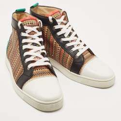 Christian Louboutin Multicolor Woven Leather Louis Orlato High Top Sneakers Size 45