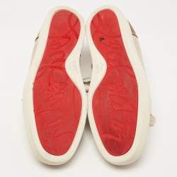 Christian Louboutin Beige/Brown Canvas and Leather Rantulow Low Top Sneakers Size 46