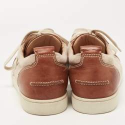 Christian Louboutin Beige/Brown Canvas and Leather Rantulow Low Top Sneakers Size 46