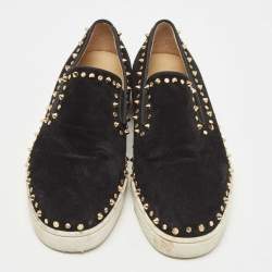 Christian Louboutin Black Suede Spike Pik Boat Sneakers Size 43