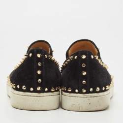 Christian Louboutin Black Suede Spike Pik Boat Sneakers Size 43