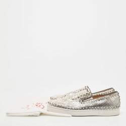 Christian Louboutin Metallic Two Tone Python Spike Pik Boat Sneakers Size 43.5 