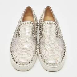 Christian Louboutin Metallic Two Tone Python Spike Pik Boat Sneakers Size 43.5 