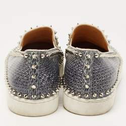 Christian Louboutin Grey/White Python Spike Pik Boat Sneakers Size 43