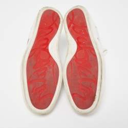 Pre Owned Christian Louboutin White Leather Elastikid Sneakers Size 43