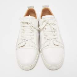 Pre Owned Christian Louboutin White Leather Elastikid Sneakers Size 43