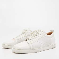Pre Owned Christian Louboutin White Leather Elastikid Sneakers Size 43