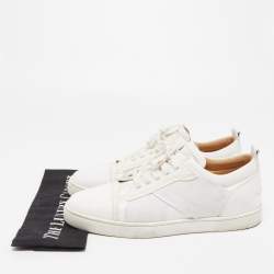 Pre Owned Christian Louboutin White Leather Elastikid Sneakers Size 43