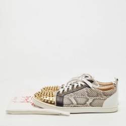 مملوكة مسبقًا Christian Louboutin Tricolor Snakeskin and Leather Louis Junior Spikes Sneakers Size 43