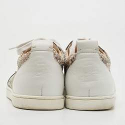 مملوكة مسبقًا Christian Louboutin Tricolor Snakeskin and Leather Louis Junior Spikes Sneakers Size 43