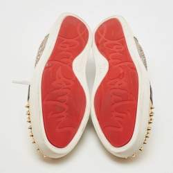 مملوكة مسبقًا Christian Louboutin Tricolor Snakeskin and Leather Louis Junior Spikes Sneakers Size 43