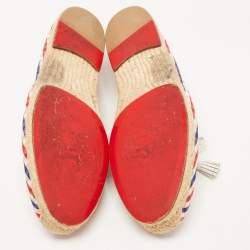 Christian Louboutin Multicolor Check Canvas Bow Espradrille Flats Size 43