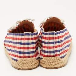Christian Louboutin Multicolor Check Canvas Bow Espradrille Flats Size 43