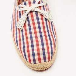 Christian Louboutin Multicolor Check Canvas Bow Espradrille Flats Size 43