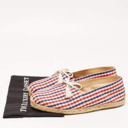 Christian Louboutin Multicolor Check Canvas Bow Espradrille Flats Size 43