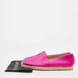 Christian Louboutin Pink Satin Slip On Espadrille Flats Size 43