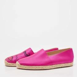 Christian Louboutin Pink Satin Slip On Espadrille Flats Size 43