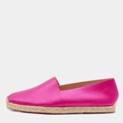 Christian Louboutin Pink Satin Slip On Espadrille Flats Size 43