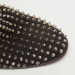 Christian Louboutin Black Suede Spikes Block Heel Ankle Boots Size 42.5