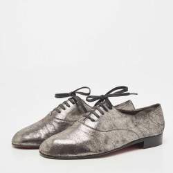 Christian Louboutin Metallic Laminated Suede Oxfords Size 42