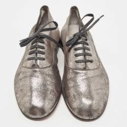 Christian Louboutin Metallic Laminated Suede Oxfords Size 42