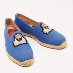 Christian Louboutin Blue Canvas Nanou Orlato Espadrille Flats Size 42