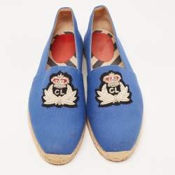 Christian Louboutin Blue Canvas Nanou Orlato Espadrille Flats Size 42