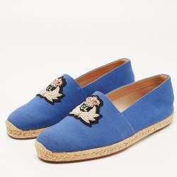Christian Louboutin Blue Canvas Nanou Orlato Espadrille Flats Size 42