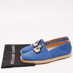 Christian Louboutin Blue Canvas Nanou Orlato Espadrille Flats Size 42