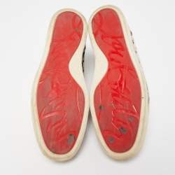 مملوكة مسبقًا Christian Louboutin Black/White Printed Calf Hair Rantus Orlato High Top Sneakers Size 43