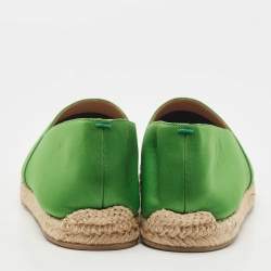 مملوكة مسبقًا Christian Louboutin Green Satin Slip On Espadrille Flats Size 43