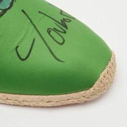 مملوكة مسبقًا Christian Louboutin Green Satin Slip On Espadrille Flats Size 43
