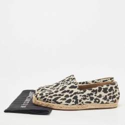 Christian Louboutin Black/White Animal Print Fabric Espadrille Flats Size 42