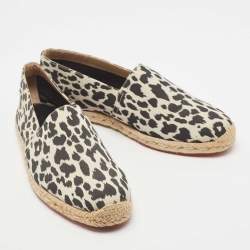 Christian Louboutin Black/White Animal Print Fabric Espadrille Flats Size 42