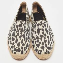 Christian Louboutin Black/White Animal Print Fabric Espadrille Flats Size 42