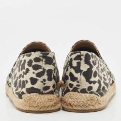 Christian Louboutin Black/White Animal Print Fabric Espadrille Flats Size 42