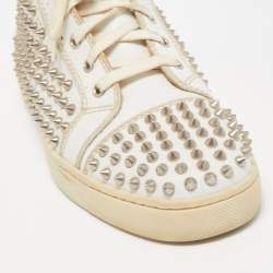Christian Louboutin White Leather Louis Spikes High Top Sneakers Size 41
